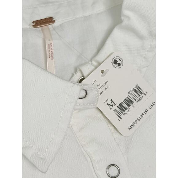 New FREE PEOPLE Thea Ivory Off White Shirt Minidress Dress M Medium NWT $128 - Picture 2 of 3